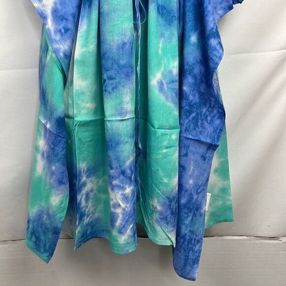 Adome Blue and Green Tie Dye Beach swim cover up NWT size small - Picture 5 of 13